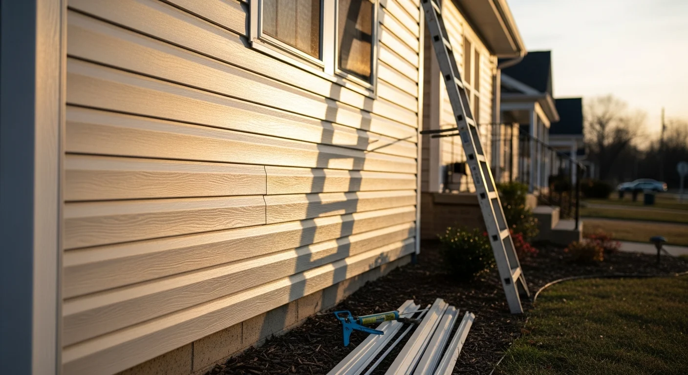 New vinyl siding installed on residential home exterior